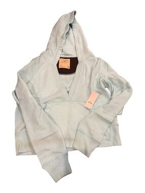 Hollister Pastel Aqua V-Neck Pullover Hoodie
